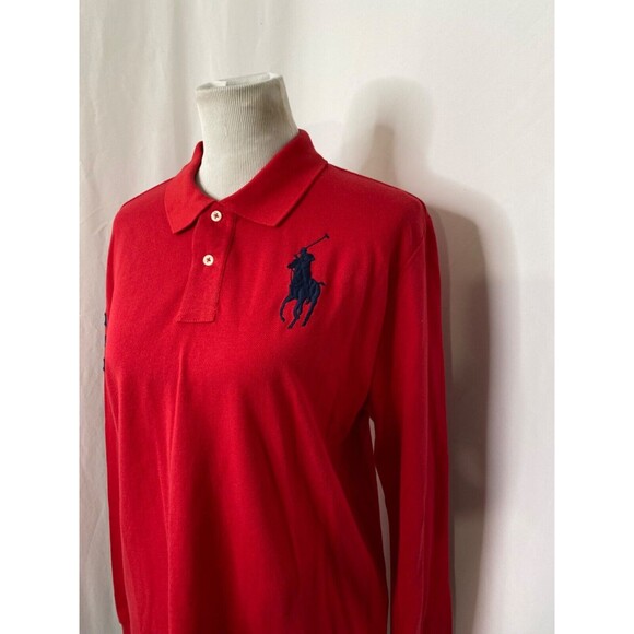 Polo Ralph Lauren Boys Big Pony Polo Shirt Red Long Sleeve Size XL - Picture 3 of 9